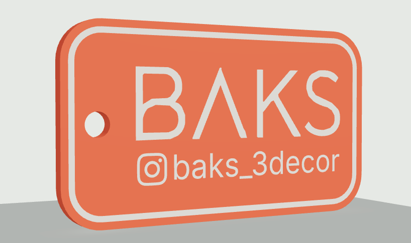 A personalised 3D keychain display with logo, social profile and mounting hole